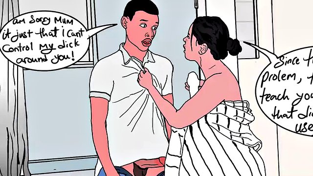 Stepmom caught me masturbating while watching her bathe, so she decided to teach me a lesson
