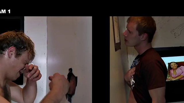 Gloryhole gay tricked st8 guy into blowjob and handjob