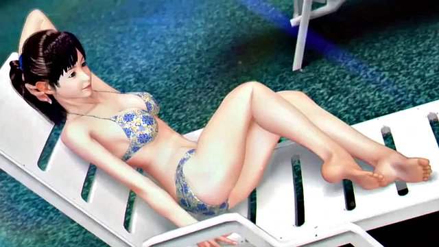 Time stop in the pool: Blowjob, Threesome & Hentai Porn