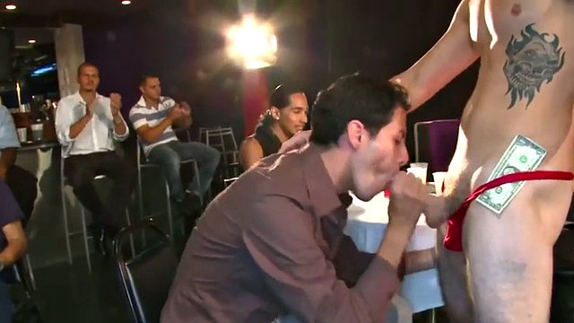 boy sucking stripper at party