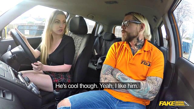 Blonde Big Tits Deep Throat in Car