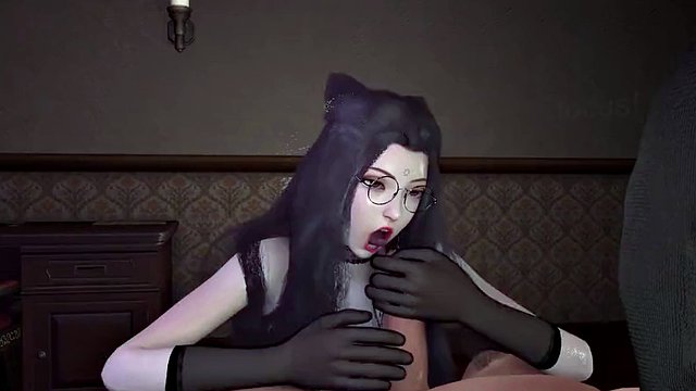 3D sexy asijská otrokyně s horkými punčocháčemi v prdeli