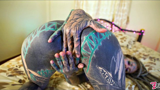 Tattoo Girl Masturbating, Fingering Her Pussy And Ass