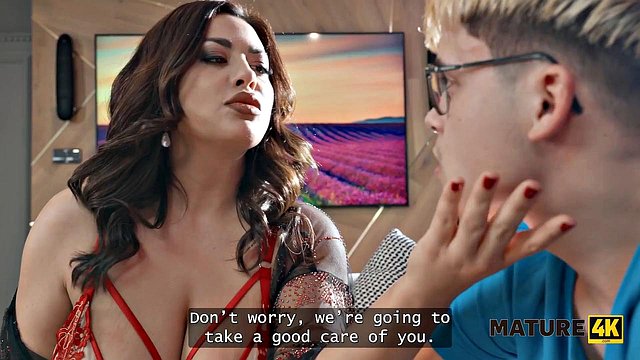 Busty Milf With Massive Tits And Phat Ass Entices Young Stud While His Mom Watches Her Every Move