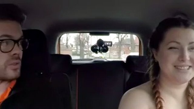 Chubby english bird publicly riding instructor