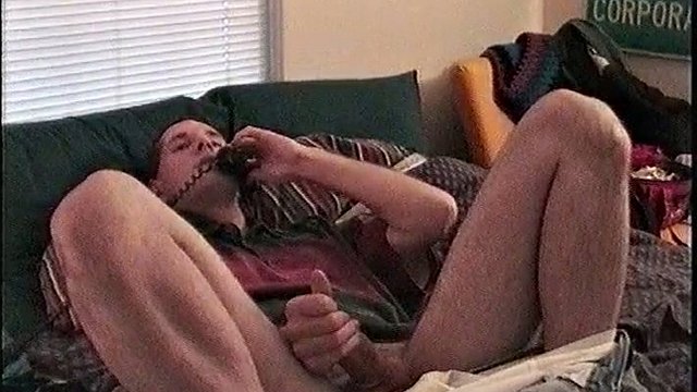 Dirty talking college student jerks his 7 inch thick circumcised cock while having phone sex and recording a video for her boyfriend