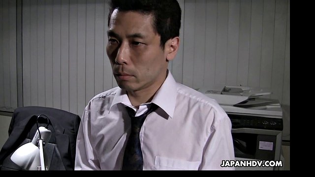 A naughty girl at the office asks the guys for favors