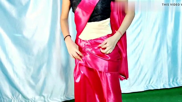SATIN SILK SAREE FOR DICK HANDJOB